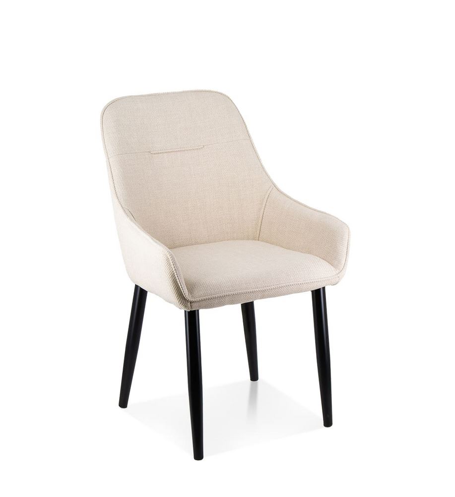 Silla Comedor Tapizada en Crudo Patas Acero Negro Aorla