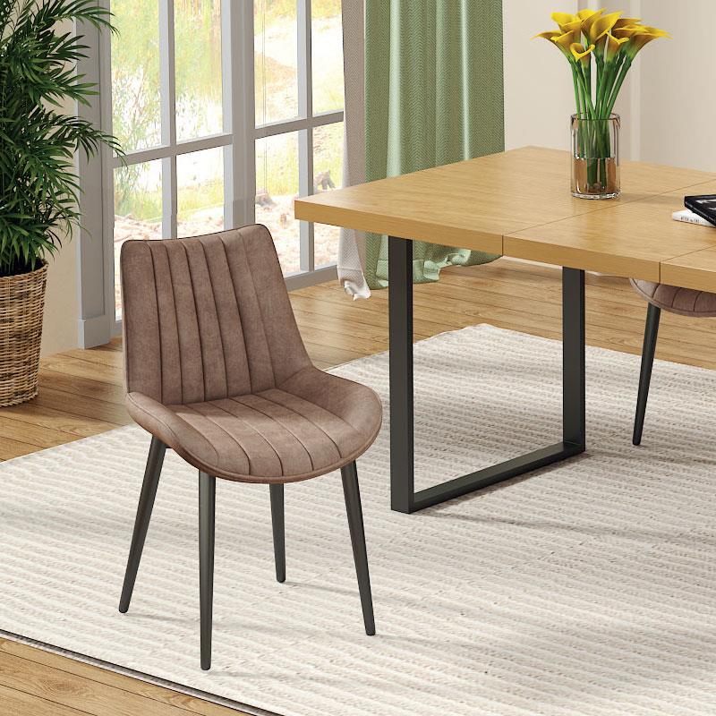 Silla Comedor Tapizada Taupe y Metal Negro Serie Anube