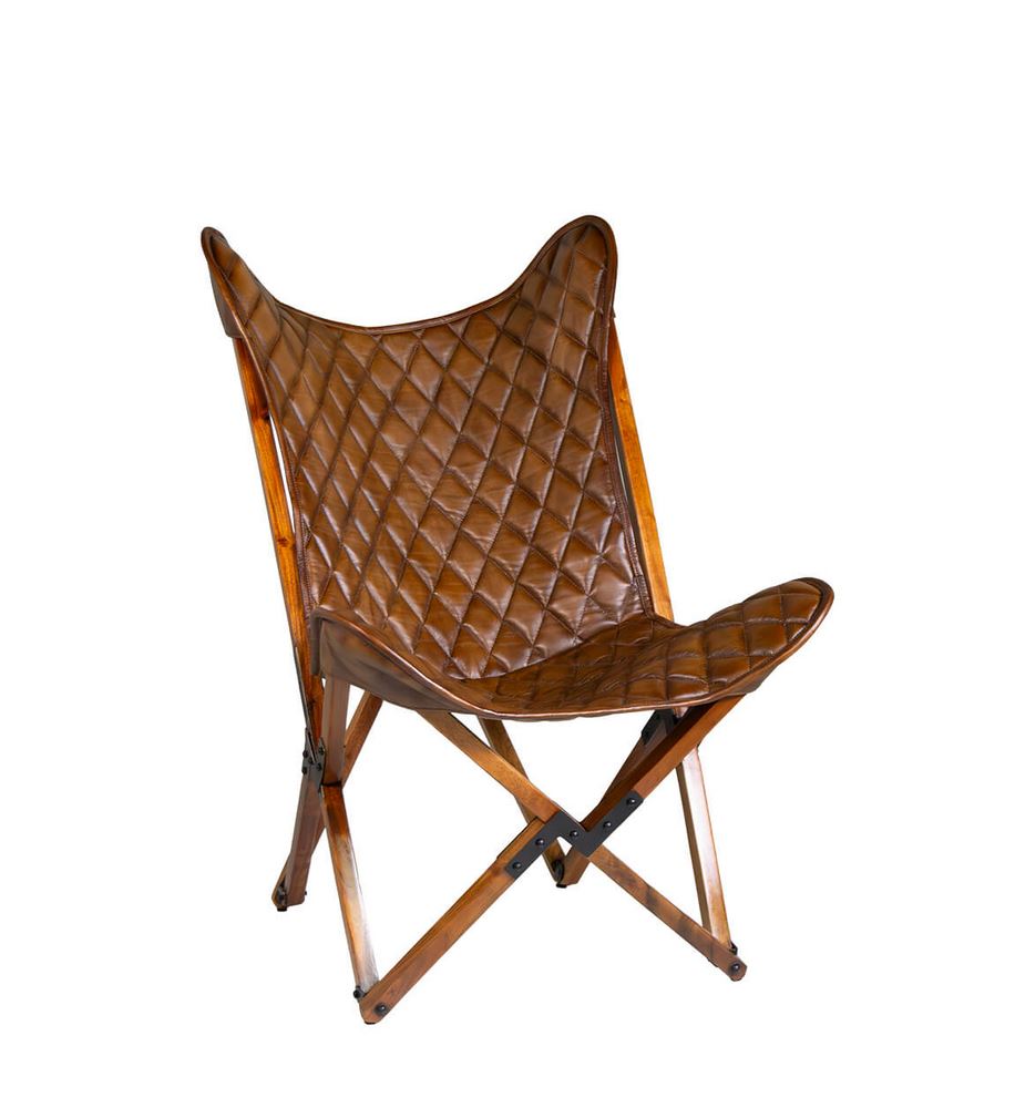 Silla Plegable Piel y Madera Acacia Serie Cambridge Silla Plegable Piel y Madera Acacia Serie Cambridge