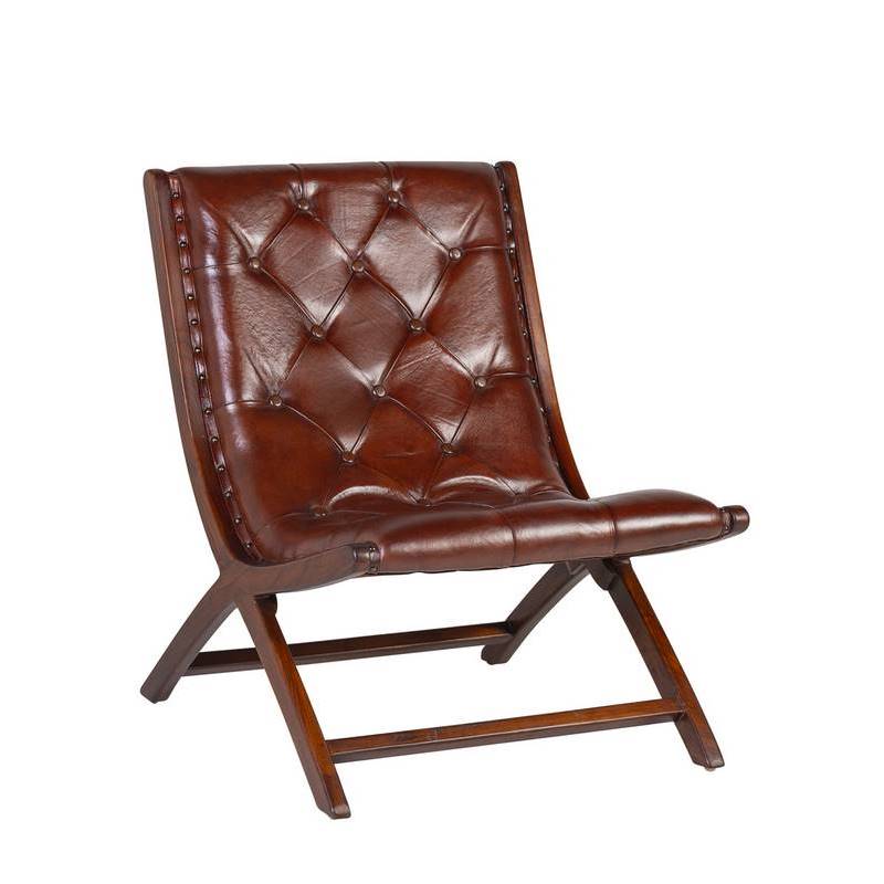 Sillon Bajo Contemporaneo en Piel y Teca Serie Detroyt