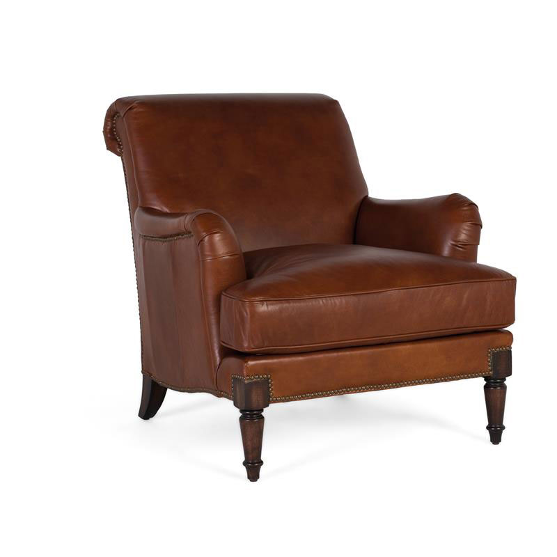 Sillon Clasico Piel Marron Liso Serie Archerver