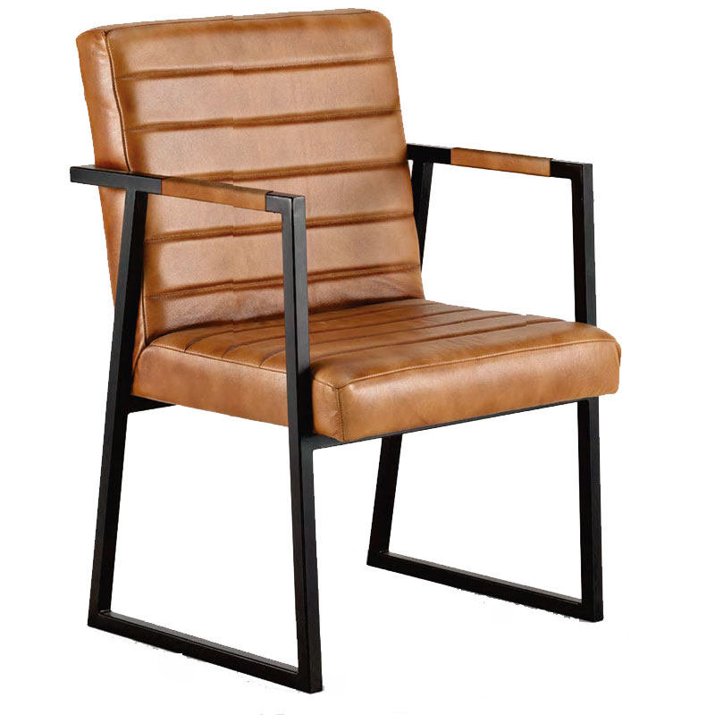 Sillon Comedor Estilo Industrial Acero y Piel Serie Averrada