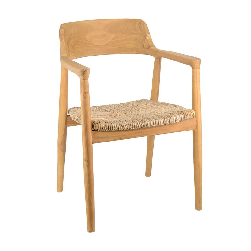 Sillon Comedor Teca Natural y Asiento Anea - Serie Alogny