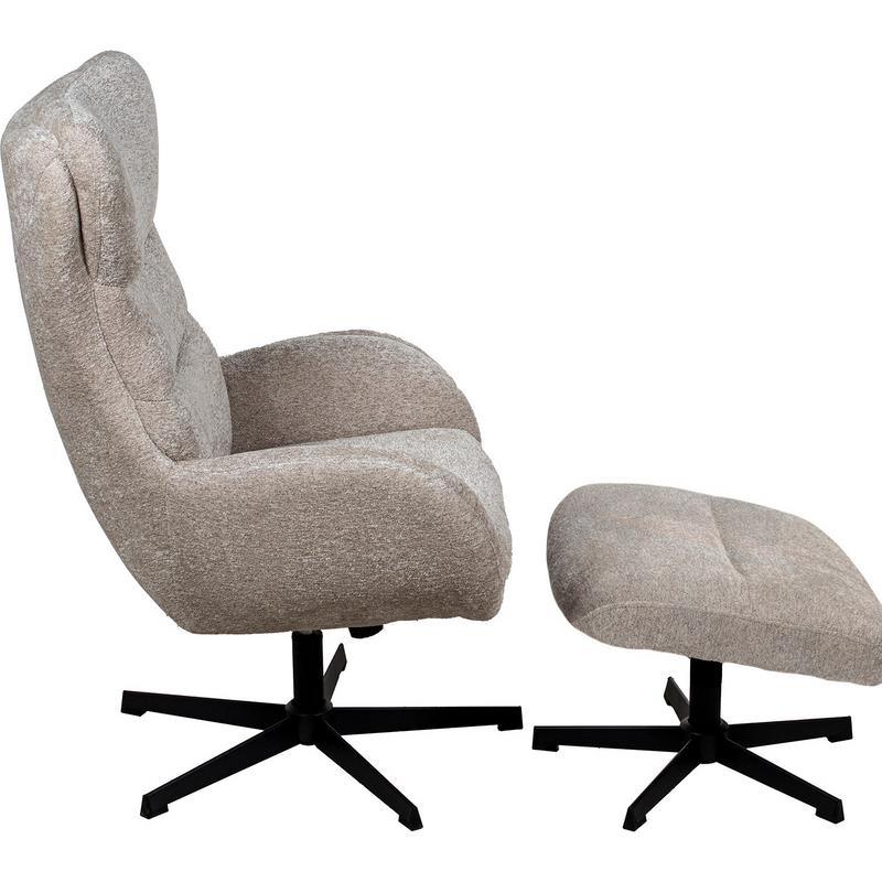 Sillon Giratorio con Reposapiés Tapizado Marron Beige Airy