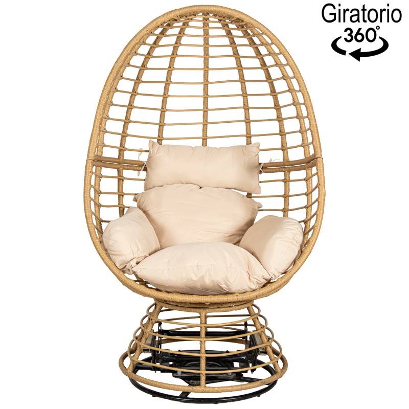 Sillon Jardin Giratorio Acero y Ratan Sintético - Serie Ahrana Sillon Jardin Giratorio Acero y Ratan Sintético - Serie Ahrana