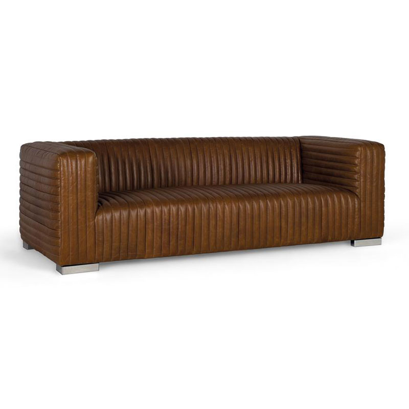Sofa 3 Plazas Piel Marron Moderno Serie Aikema