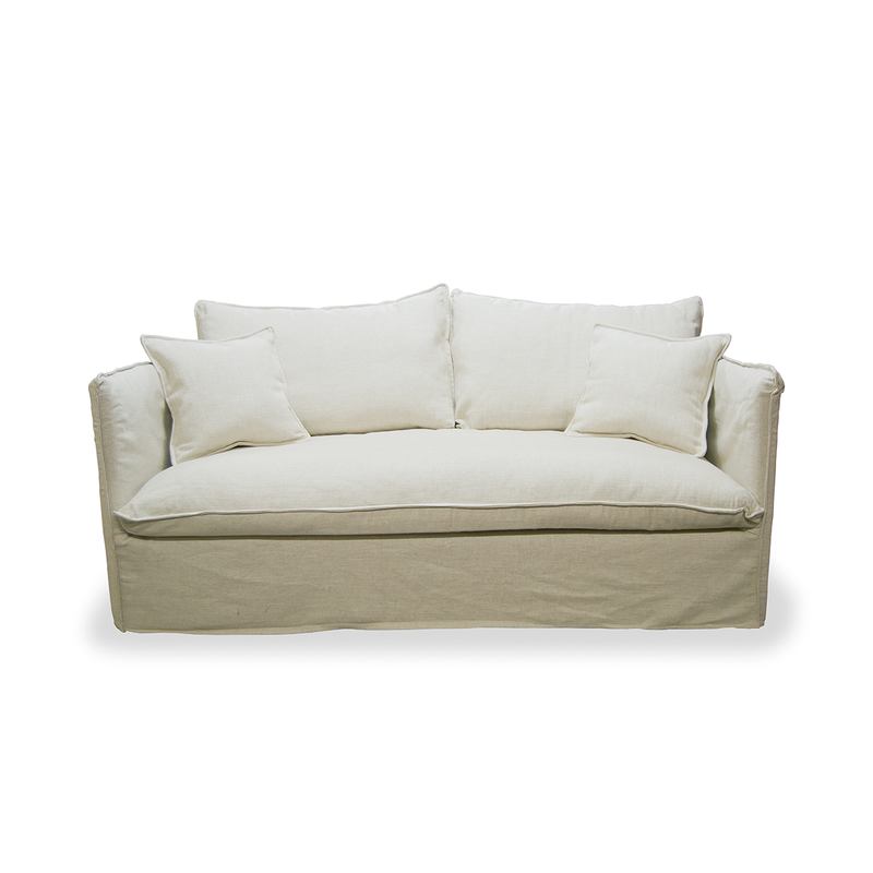 Sofa 3 Plazas Tapizado Crema con Cojines - Serie Nigeria