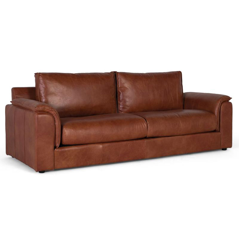 Sofa Grande Diseño Actual Piel Marron Serie Alduan