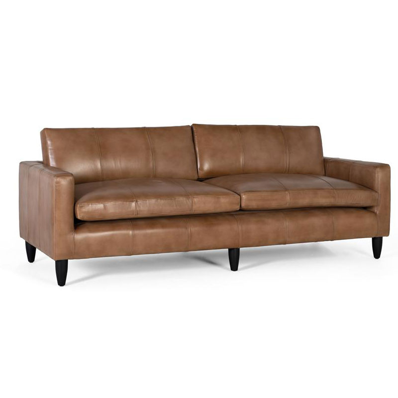 Sofa Salon Grande Clasico Vintage Piel Marron Serie Alduan