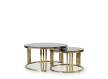 2 Mesa Redonda Nido Acero Inoxidable Oro Cristal Negro Acerlins