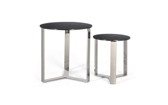 2 Mesas Auxiliares Actuales Redondas Aluminio Serie Adariel