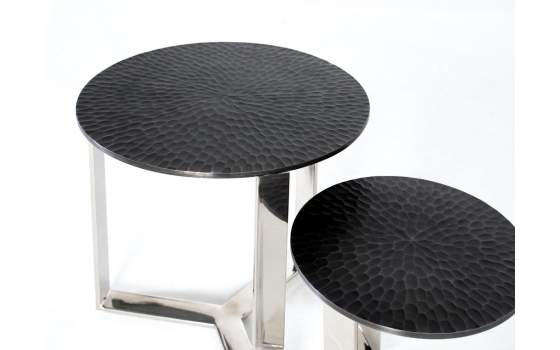 2 Mesas Auxiliares Actuales Redondas Aluminio Serie Adariel