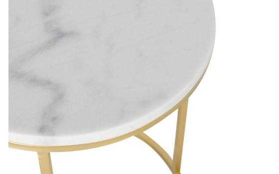 2 Mesas Nido Auxiliares Redondas Marmol Blanco Negro Aelsop