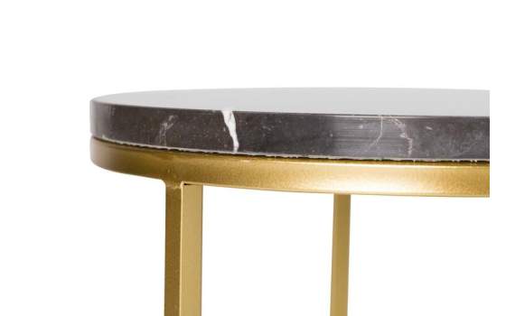 2 Mesas Nido Auxiliares Redondas Marmol Blanco Negro Aelsop