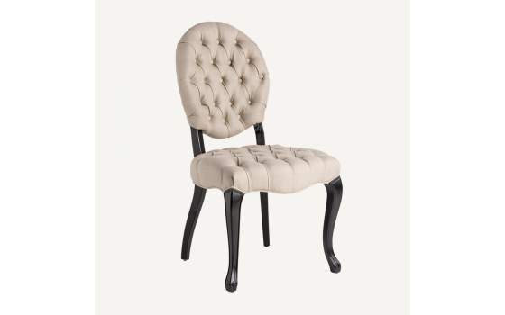2 Sillas Comedor Provenzal Negro Tapizada Capitone Lino Jenak