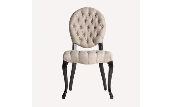 2 Sillas Comedor Provenzal Negro Tapizada Capitone Lino Jenak