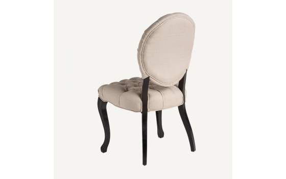 2 Sillas Comedor Provenzal Negro Tapizada Capitone Lino Jenak