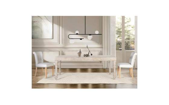 2 Sillas Tapizadas Beige Clasicas con Tachuelas  Serie Acombe