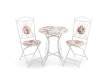 2 Sillas y Mesa Jardín Tapa de Flores y Forja Blanca Serie Audyn