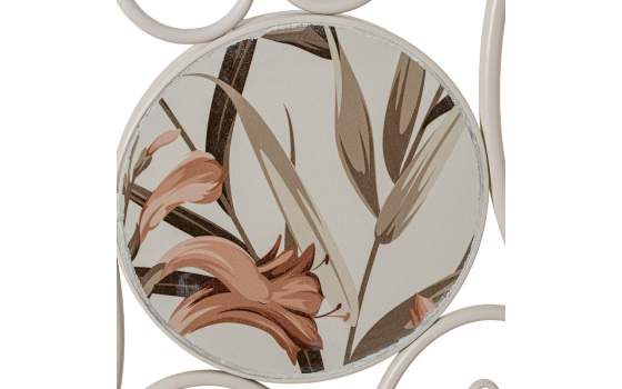 2 Sillas y Mesa Jardín Tapa de Flores y Forja Blanca Serie Audyn