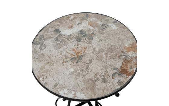 2 Sillas y Mesa Jardín Tapa Decorada Desgastada Serie Audyn