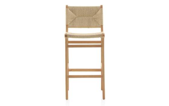 2 Taburetes Bar Madera Asiento Respaldo Trenzado Hevea