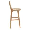 2 Taburetes Bar Madera Asiento Respaldo Trenzado Hevea