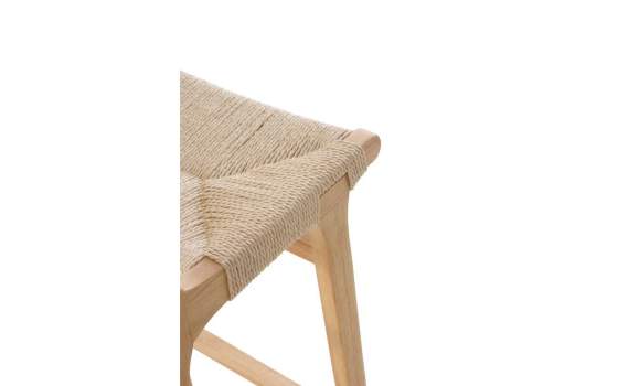 2 Taburetes Bar Madera Asiento Respaldo Trenzado Hevea