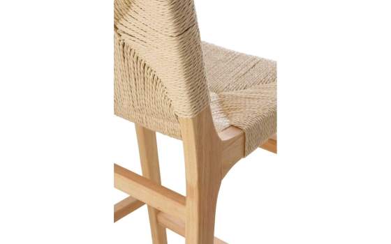 2 Taburetes Bar Madera Asiento Respaldo Trenzado Hevea