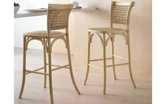 2 Taburetes de Olmo Rattan y Abaca Diseño Moderno Allaert 2 Taburetes de Olmo Rattan y Abaca Diseño Moderno Allaert