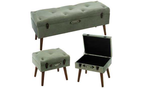 3 Banquetas Baul Tapizadas Verde Claro Estilo Actual Alarnat