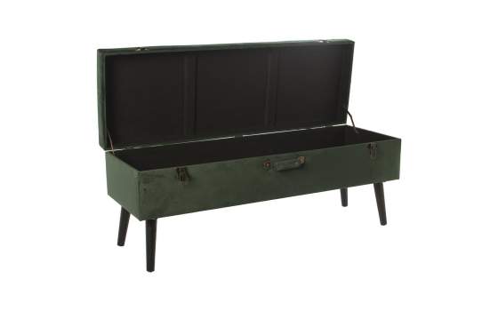 3 Banquetas Baul Tapizadas Verde Estilo Actual Serie Alarnat