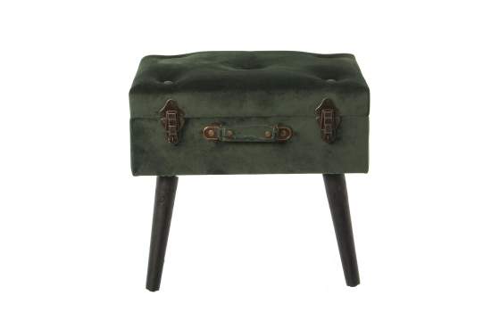 3 Banquetas Baul Tapizadas Verde Estilo Actual Serie Alarnat