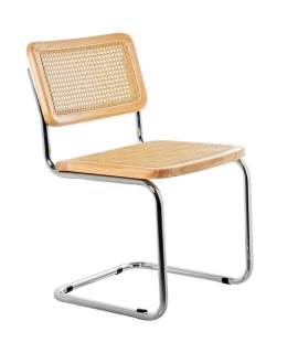 4 Sillas Diseño Vintage Acero Cromado Madera Ratan Serie Aranyo