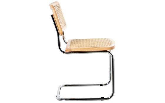 4 Sillas Diseño Vintage Acero Cromado Madera Ratan Serie Aranyo 4 Sillas Diseño Vintage Acero Cromado Madera Ratan Serie Aranyo