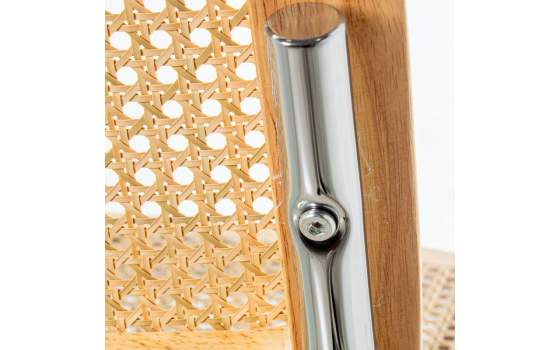 4 Sillas Diseño Vintage Acero Cromado Madera Ratan Serie Aranyo 4 Sillas Diseño Vintage Acero Cromado Madera Ratan Serie Aranyo