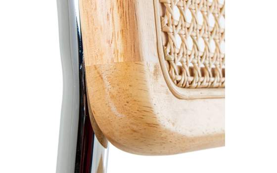 4 Sillas Diseño Vintage Acero Cromado Madera Ratan Serie Aranyo 4 Sillas Diseño Vintage Acero Cromado Madera Ratan Serie Aranyo