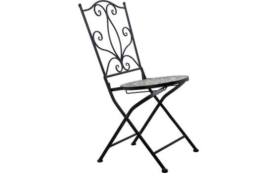 4 Sillas Mesa Jardín Cuadrada Mosaico Cerámico Forja Negra Audyn