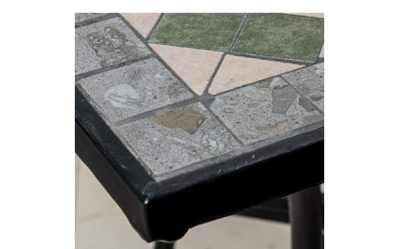 4 Sillas Mesa Jardín Cuadrada Mosaico Cerámico Forja Negra Audyn