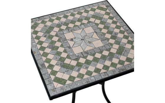 4 Sillas Mesa Jardín Cuadrada Mosaico Cerámico Forja Negra Audyn