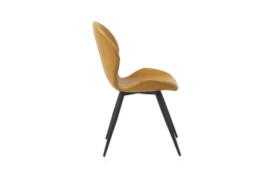 4 Sillas Modernas Tapizadas Mostaza Patas Metalicas Ariagar