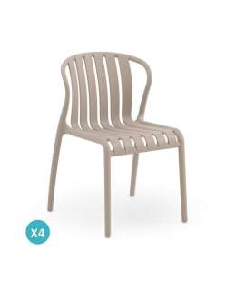 4 Sillas Terraza Jardin de Polipropileno Color Camel Acouer