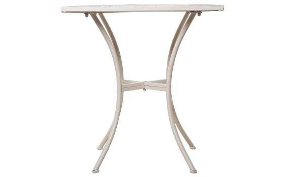 4 Sillas y Mesa Jardín Cuadrada Mosaico y Forja Blanca Audyn