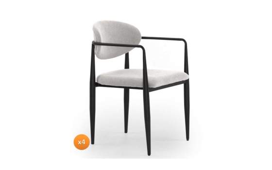 4 Sillones Acero Diseño Moderno Tapizado Marmol Allard