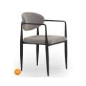 4 Sillones Comedor Acero Diseño Moderno Tapizado Gris Allard