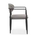 4 Sillones Comedor Acero Diseño Moderno Tapizado Gris Allard