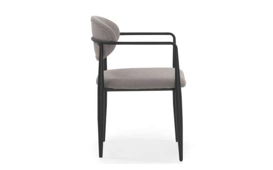 4 Sillones Comedor Acero Diseño Moderno Tapizado Gris Allard
