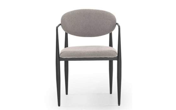 4 Sillones Comedor Acero Diseño Moderno Tapizado Gris Allard