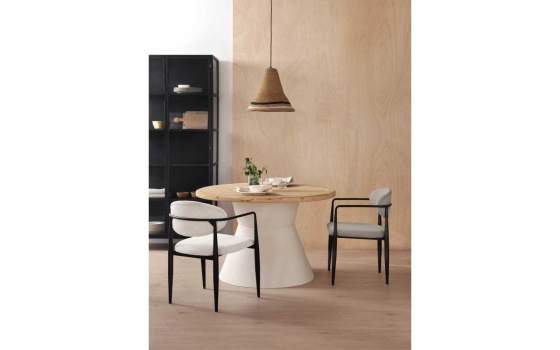 4 Sillones Comedor Acero Diseño Moderno Tapizado Gris Allard