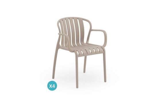 4 Sillones Terraza Jardin en Polipropileno Camel Serie Acouer 4 Sillones Terraza Jardin en Polipropileno Camel Serie Acouer